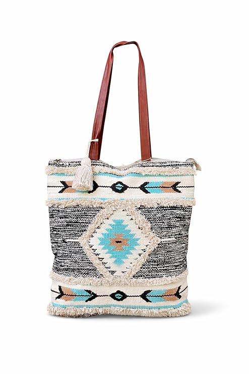 Jayden Handlooms Aztec Geometric Print Tote Bag for Women