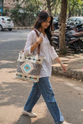 Jayden Handlooms Aztec Geometric Print Tote Bag for Women