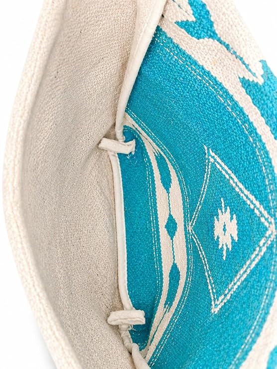 Jayden Handlooms Aztec Geometric Print Tote Bag for Women Aqua Blue