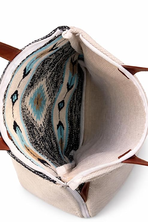 Jayden Handlooms Aztec Geometric Print Tote Bag for Women