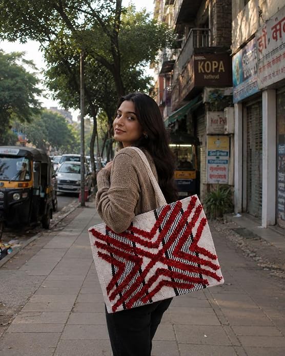 Jayden Handlooms Box  bag | Stylish Casual Shoulder Bag Red