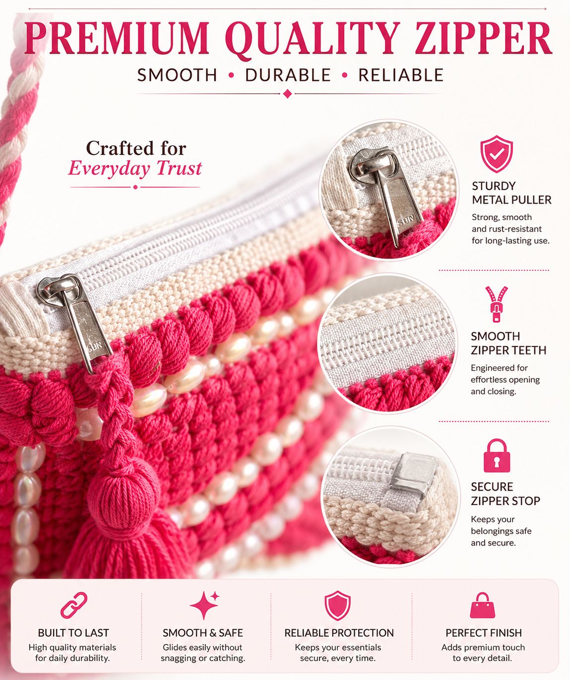Women’s Shoulder & Sling Bag with Zipper Closure