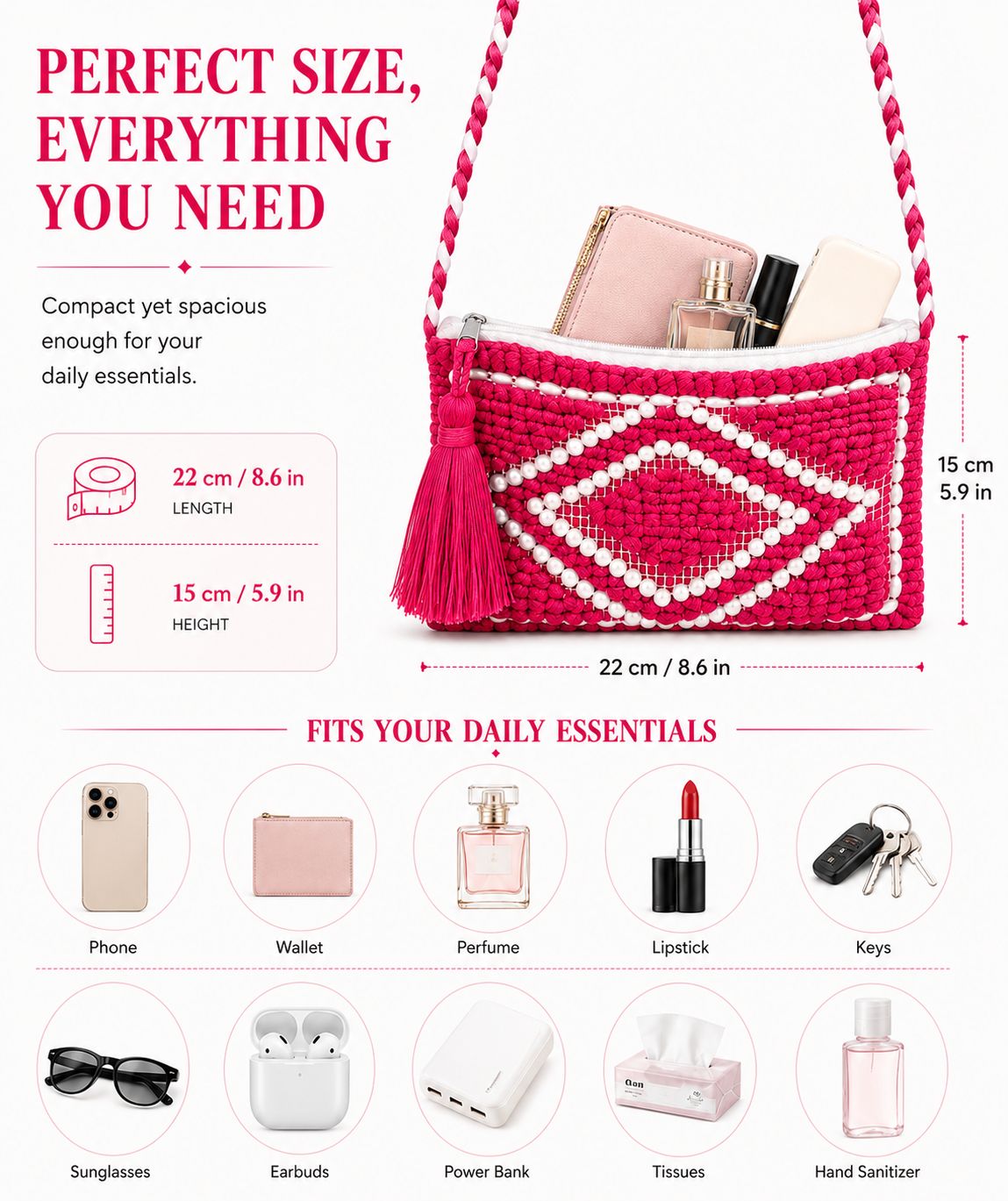 Women’s Shoulder & Sling Bag with Zipper Closure