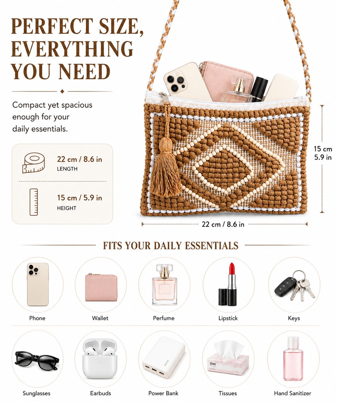 Women's Girls Grains Cross Body Sling Bag