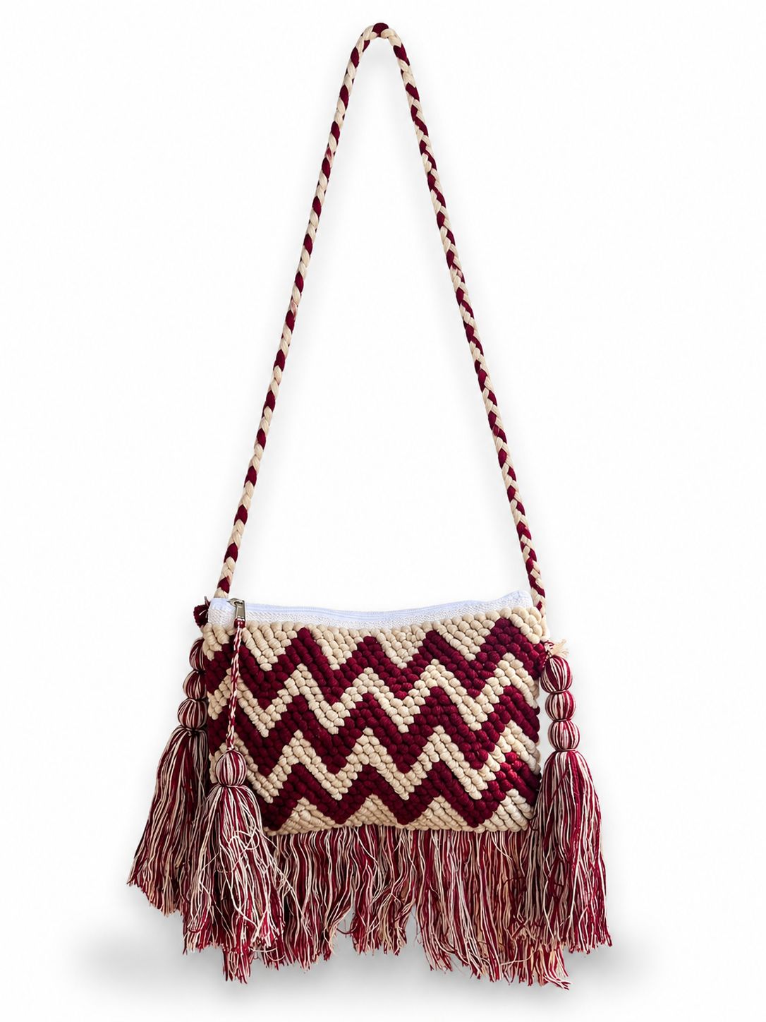 Women Maroon Zip Top Sling Bag