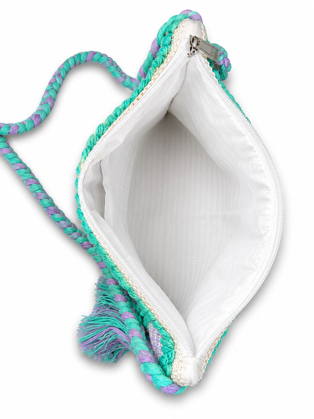 Women Cyan Zip Top Sling Bag