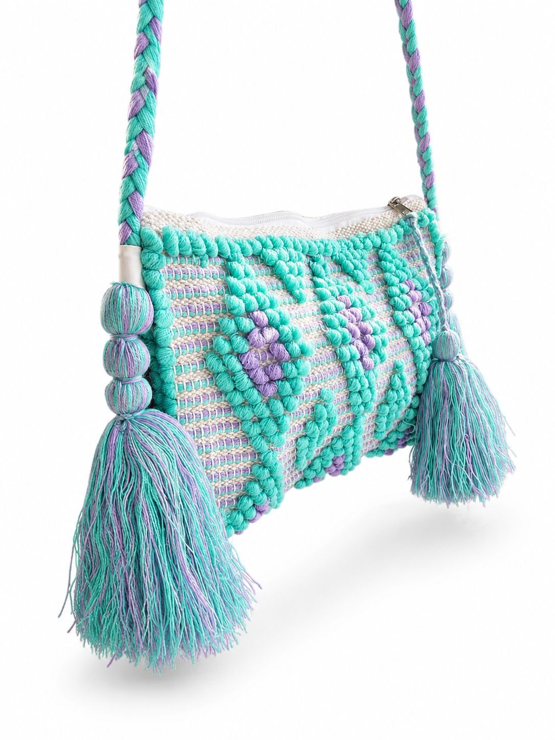 Women Cyan Zip Top Sling Bag