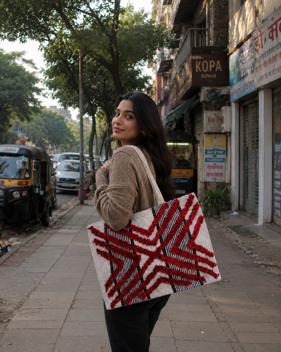 Jayden Handlooms Box  bag | Stylish Casual Shoulder Bag Red