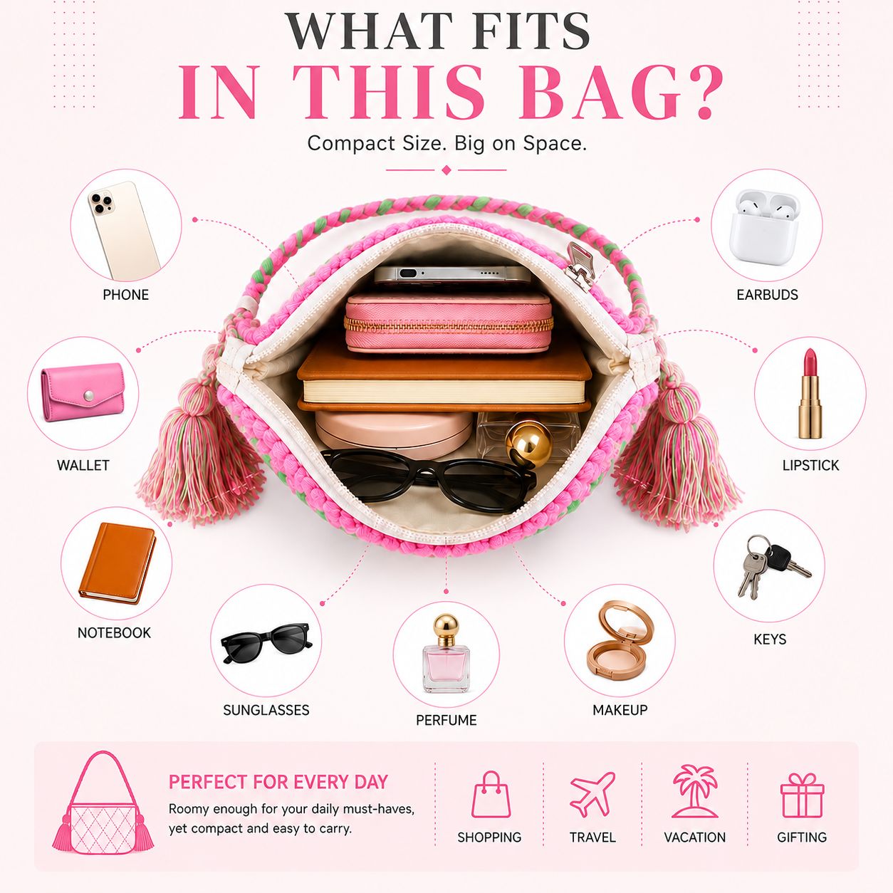 BabyPink Sling Bag for Women Crossbody Shoulder Bags